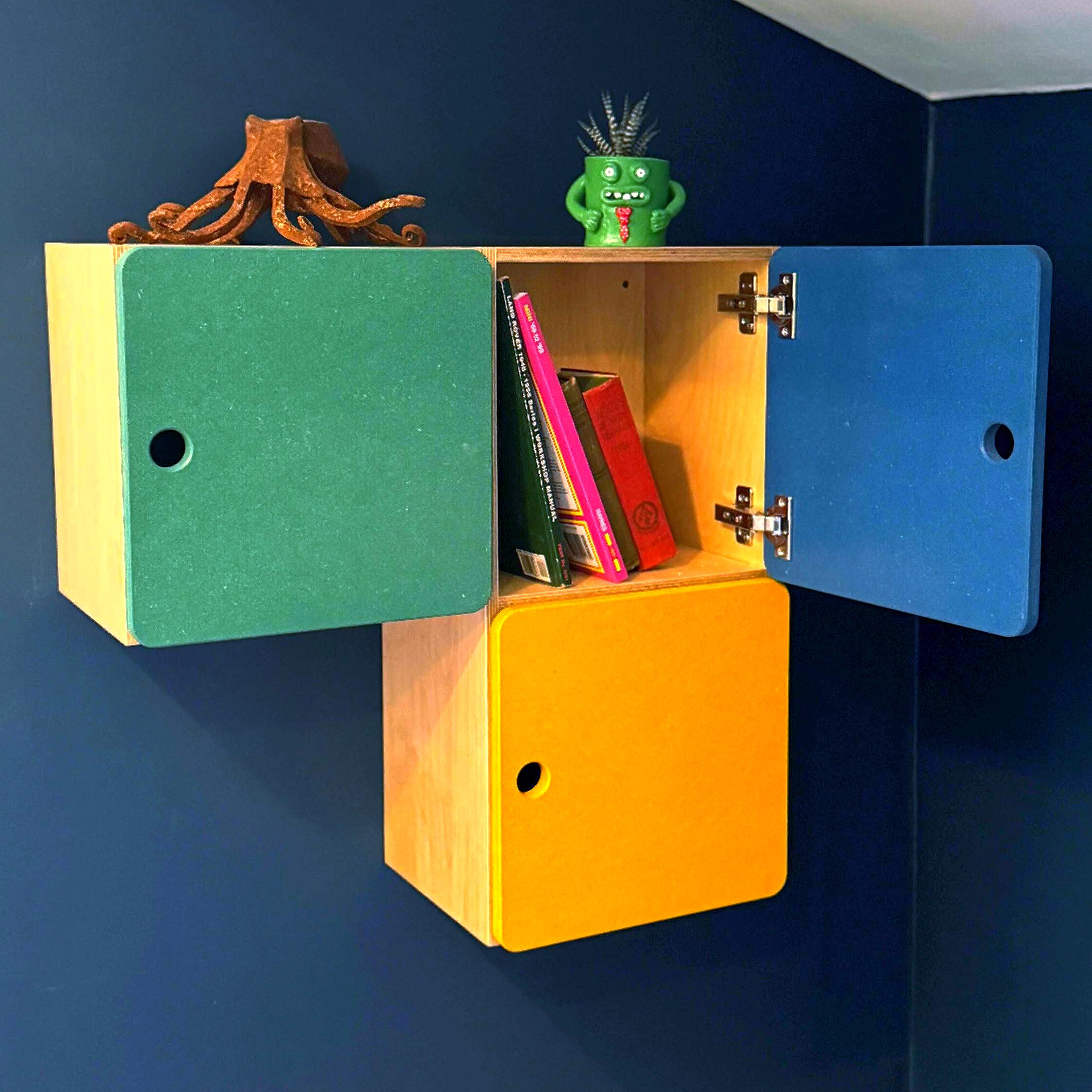 Wooden Modular Wall Cabinets with Colourful customizable doors