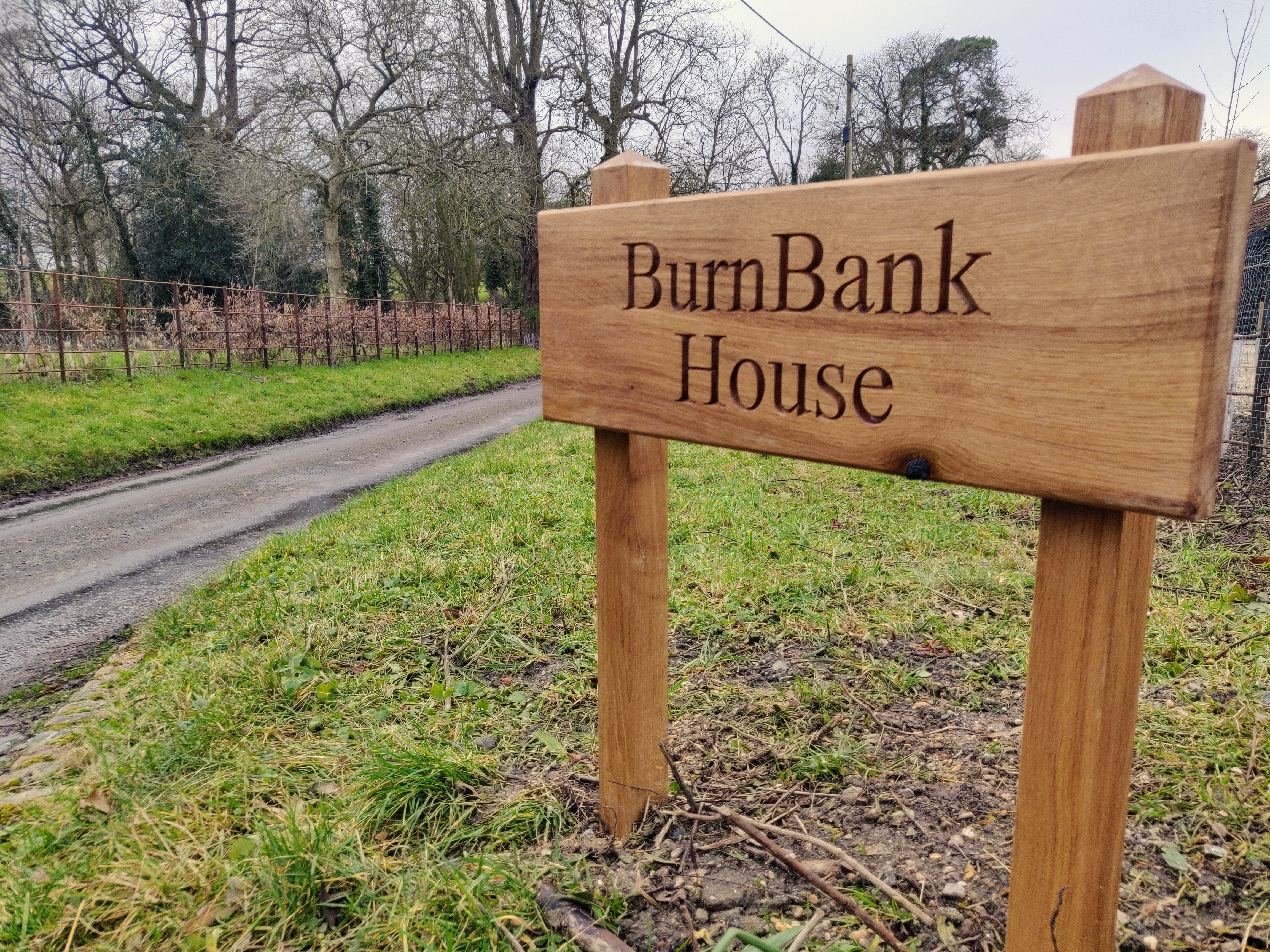 Solid Oak Engraved House Signs