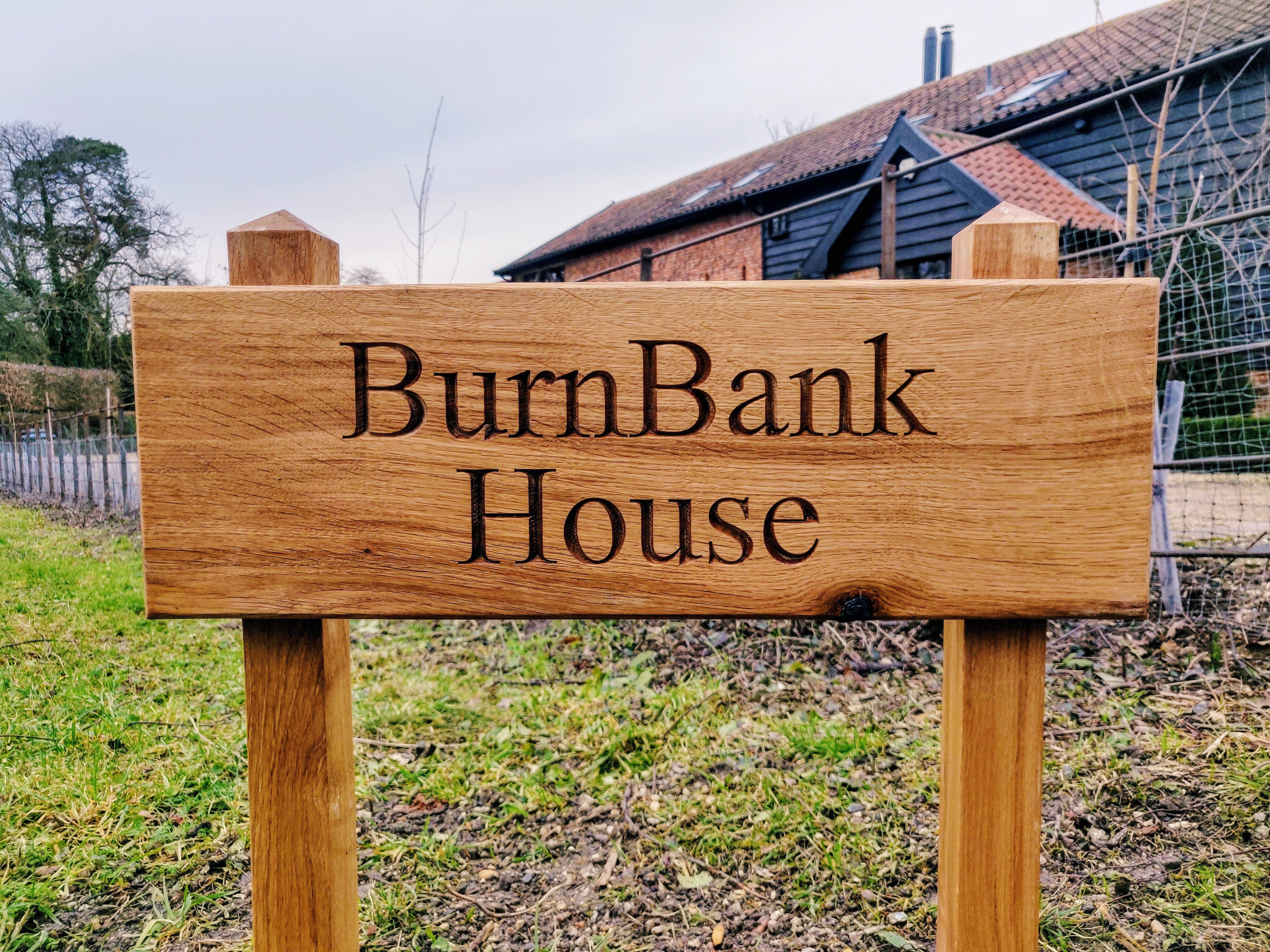 Solid Oak Engraved House Signs