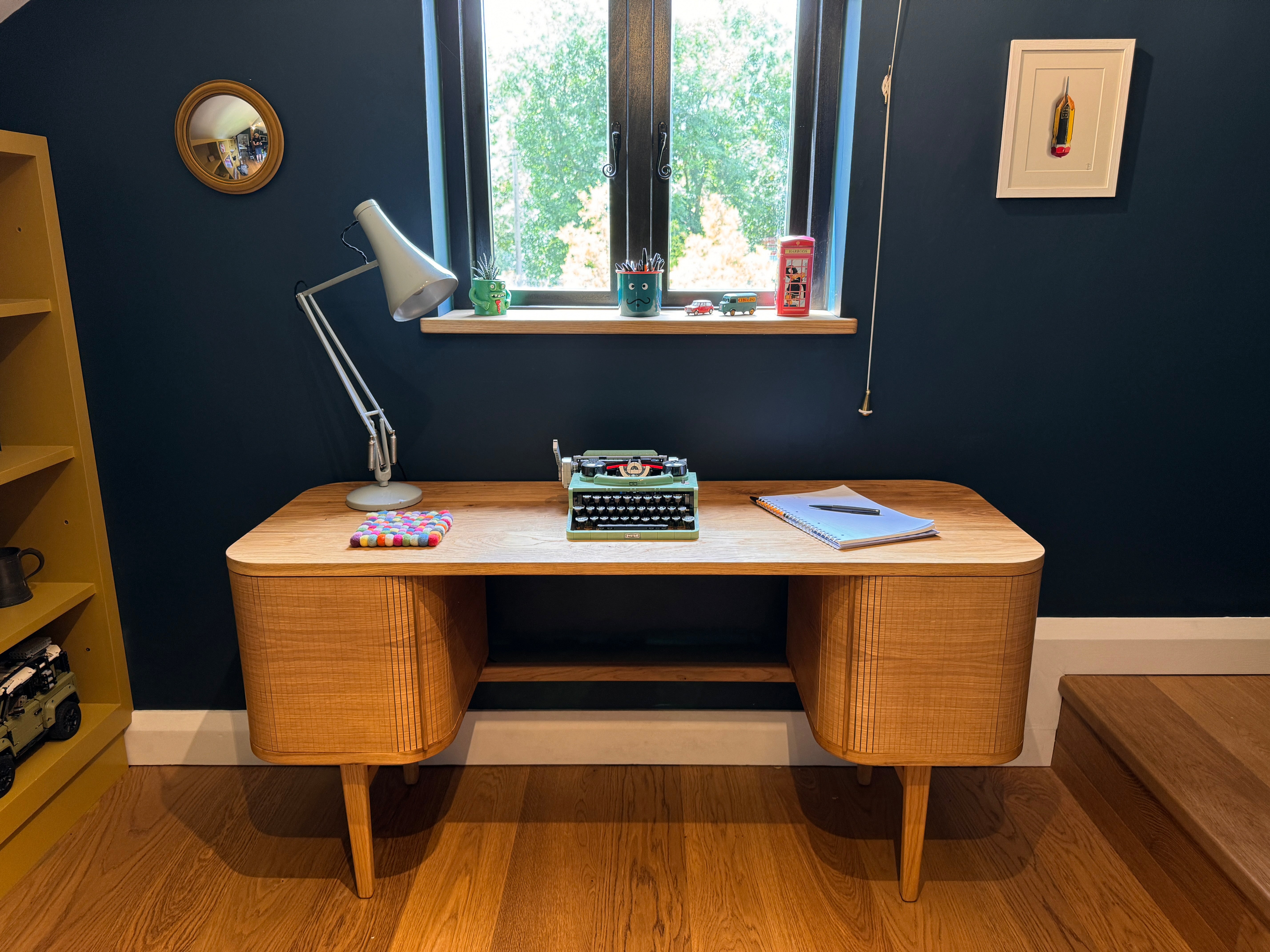 Solid Oak Tambour Slide Desk