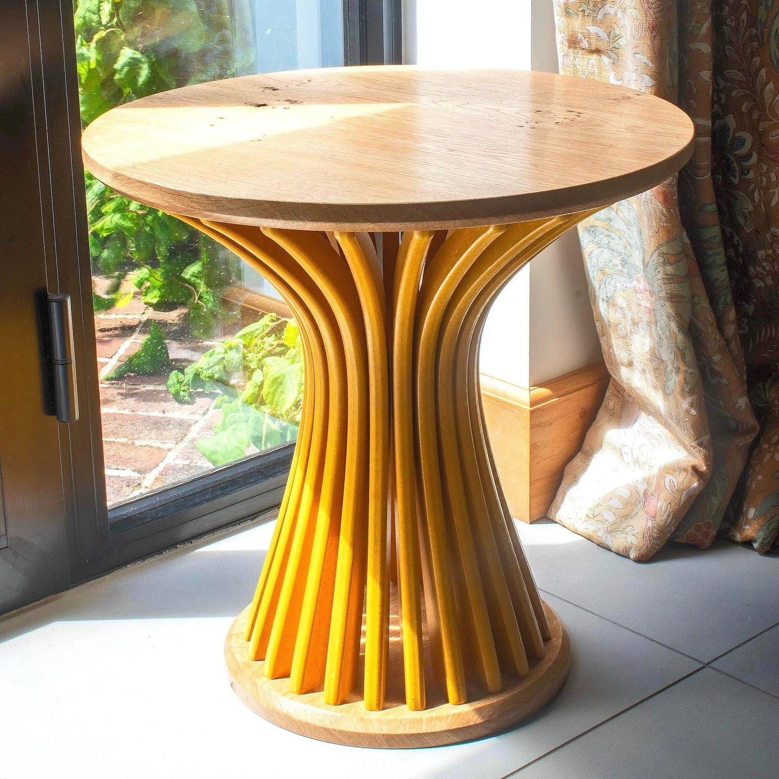 Oak Pedestal Side Table